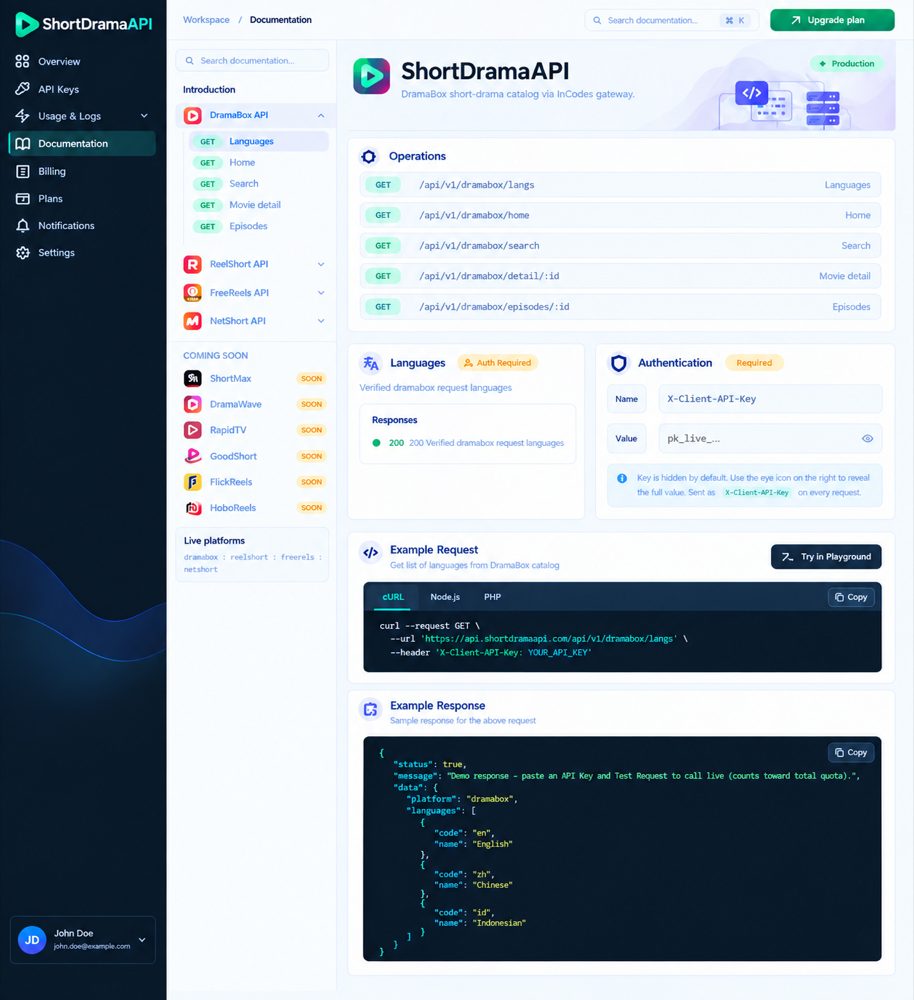ShortDramaAPI Documentation and Endpoints